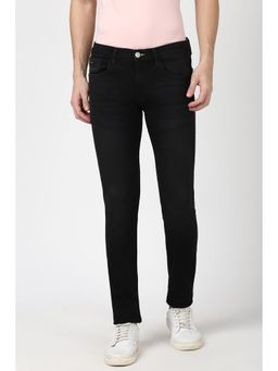 Peter England - Men Black Dark Wash Low Skinny Fit Jeans
