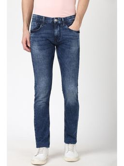 Peter England - Men Blue Light Wash Low Skinny Fit Jeans