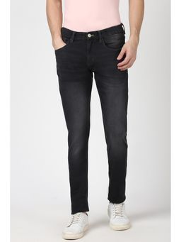Peter England - Men Black Light Wash Low Skinny Fit Jeans