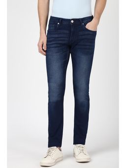 Peter England - Men Navy Light Wash Low Skinny Fit Jeans