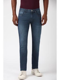 Peter England - Men Blue Mid Wash Low Skinny Fit Jeans
