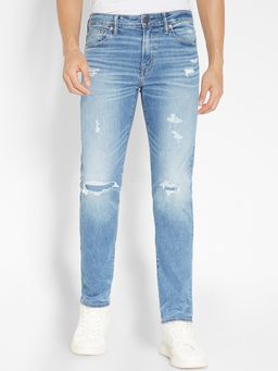 American Eagle - Men Blue Airflex Ultrasoft Patched Slim Jeans