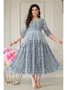 The Perfect Fit Co. - Women Grey Floral Printed Midi Dress