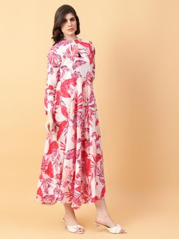 Aayusika - Red Cotton Floral Printed Maxi Dress