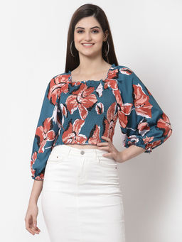 Style Quotient - Teal Floral Top