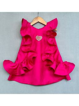 LABEL NEETI - Ruffle Heart Embellished Knee Length Dress