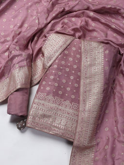 MEENA BAZAAR - Lavender Bandhani Woven Ahl Unstitched Kurta with Bottom and Dupatta