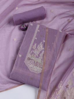 MEENA BAZAAR - Lavender Woven Chanderi Unstitched Kurta with Bottom and Dupatta