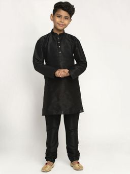 Kraft India - Boys Black Color Silk Kurta with Churidar (Set of 2)
