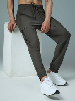 Technosport - Men Olive Solid Slim Fit Sports Cargo Joggers