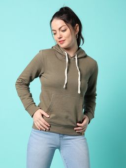 Campus Sutra - Women Solid Stylish Casual Hooded Sweatshirt