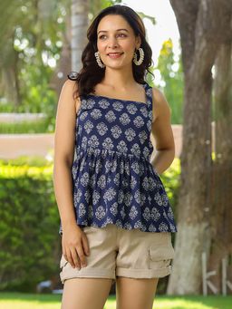 Rain & Rainbow - Women Navy Blue Printed Tunic