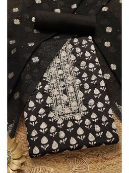 Soch - Women Black Floral Unstitch Dress Material