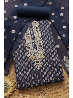 Soch - Women Navy Blue Floral Unstitch Dress Material