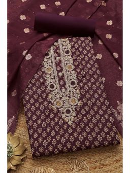 Soch - Women Purple Floral Unstitch Dress Material