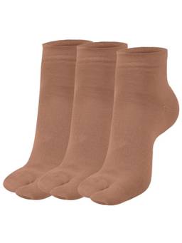 NEXT2SKIN - Women's Ankle Length Cotton Thumb Socks -Fawn (Pack of 3)