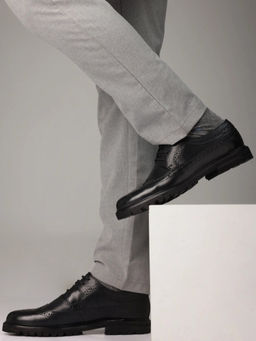 Rare Rabbit - Brox Black Genuine Leather Brogues