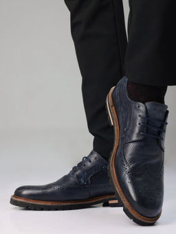 Rare Rabbit - Brox Navy Blue Genuine Leather Brogues