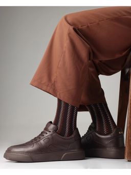 Rare Rabbit - Cygnus Dark Brown Genuine Leather Sneaker