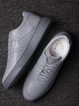 Rare Rabbit - Cygnus Primary Grey Genuine Leather Sneaker