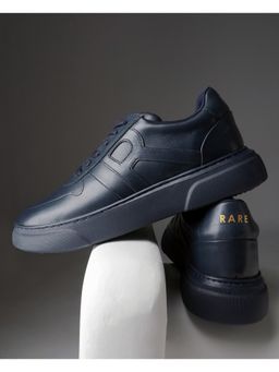 Rare Rabbit - Cygnus Primary Navy Blue Genuine Leather Sneaker