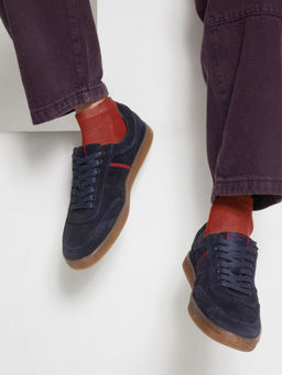 Rare Rabbit - Kairos Navy Blue Suede Leather Sneaker