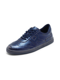Rare Rabbit - Mercure Metallic Navy Blue Genuine Leather Sneaker