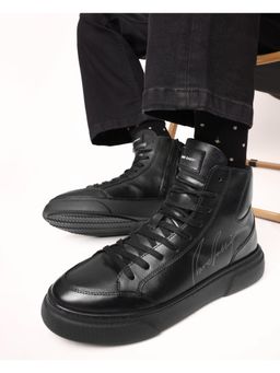 Rare Rabbit - Panzer Primary Black Genuine Leather Sneaker