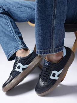 Rare Rabbit - Quilt Navy Blue Genuine Leather Sneaker