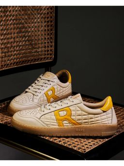 Rare Rabbit - Quilt Cream Genuine Leather Sneaker