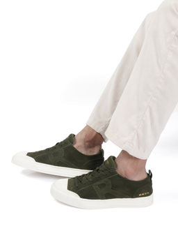 Rare Rabbit - Sauron Primary Olive Suede Leather Sneaker