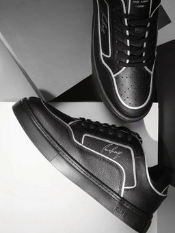 Rare Rabbit - Veron Black Genuine Leather Sneaker