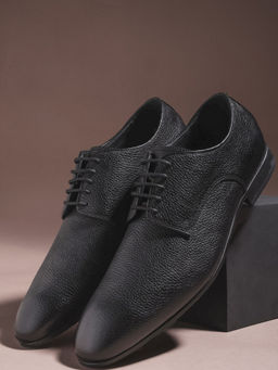 Rare Rabbit - Wolve Black Genuine Leather Formal Derbies