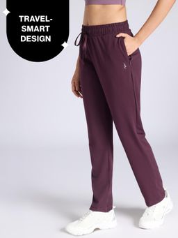 Nykd by Nykaa - Ultimate Cotton Travel Pants- Relaxed Fit with Spill-Safe Zip Pockets NYAT502 Grape