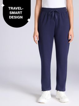 Nykd by Nykaa - Ultimate Cotton Travel Pants- Relaxed Fit with Spill-Safe Zip Pockets NYAT502 Navy