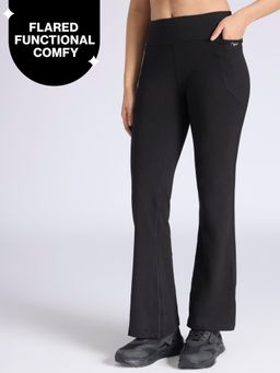 Nykd by Nykaa - Ultimate Cotton Flare Leggings with Anti-Slip Waist & Pockets NYAT503 Jet Black