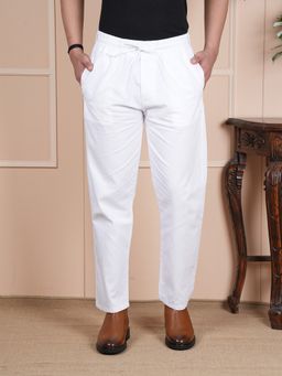 Style Shoes - Elasticated Drawstring Linen White Pant