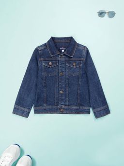 KiddoPanti - Boys Navy Blue Full Sleeve Denim Jacket