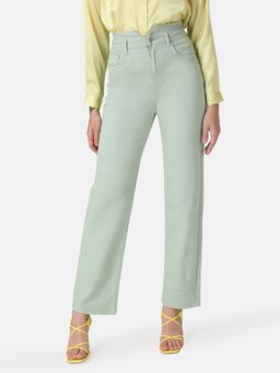 Kazo - Green High Waist Solid Jeans