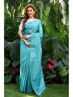 Beatitude - Blue Kota Handwoven Banswara Silk Saree with Unstitched Blouse