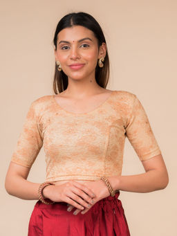 BINDIGASM'S ADVI - Taara Floral Foil With Stone Work Stretchable Pull On Stitched Blouse