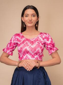 BINDIGASM'S ADVI - Bandhan Tie Dye Glitter Stretchable Pull On Stitched Blouse