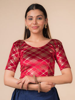 BINDIGASM'S ADVI - Beri Burberry Checks With Sequin Stretchable Pull On Stitched Blouse