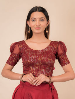 BINDIGASM'S ADVI - Jaya Multi Foil Puff Sleeve Stretchable Pull On Stitched Blouse