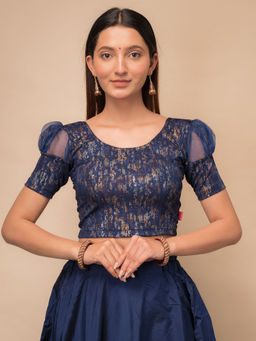 BINDIGASM'S ADVI - Jaya Multi Foil Puff Sleeve Stretchable Pull On Stitched Blouse