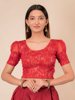 BINDIGASM'S ADVI - Jaya Multi Foil Puff Sleeve Stretchable Pull On Stitched Blouse