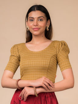 BINDIGASM'S ADVI - Irum Zari Stripes Voluminous Sleeves Stretchable Pull On Stitched Blouse