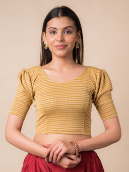 BINDIGASM'S ADVI - Irum Zari Stripes Voluminous Sleeves Stretchable Pull On Stitched Blouse