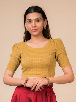 BINDIGASM'S ADVI - Irum Zari Stripes Voluminous Sleeves Stretchable Pull On Stitched Blouse