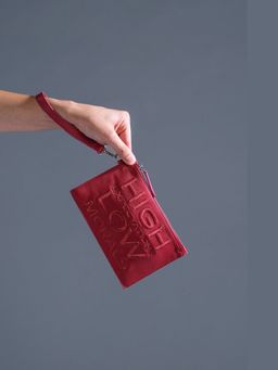 PRIMAL GRAY - Womens Red High Expectations Low Morals Leather Travel Pouch